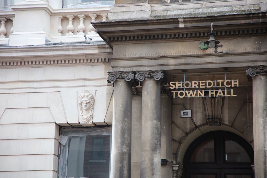 Shoreditch Town Hall facade cleaning